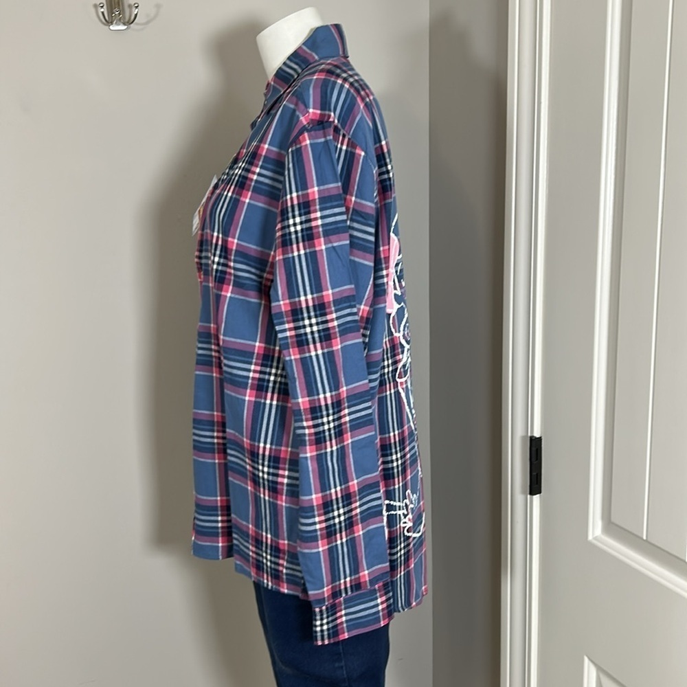 Disney Toy Story 4 Cakeworthy Bo Peep Plaid Flannel Button Up Shirt Top Sz L NEW - Picture 4 of 12